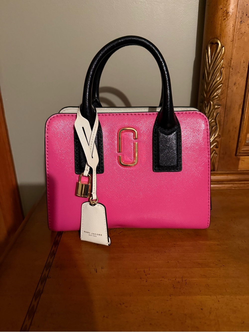 Marc Jacobs Little Big Shot Two-Way Tote Magenta Blue Black Playboy Bunny Strap